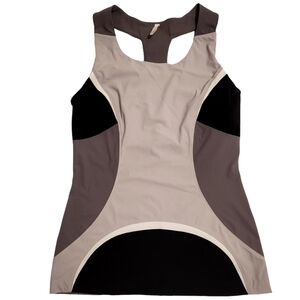 No Ka'oi Athletic Tank Top Gray, Black & White EUC sz M Medium Yoga Racerback